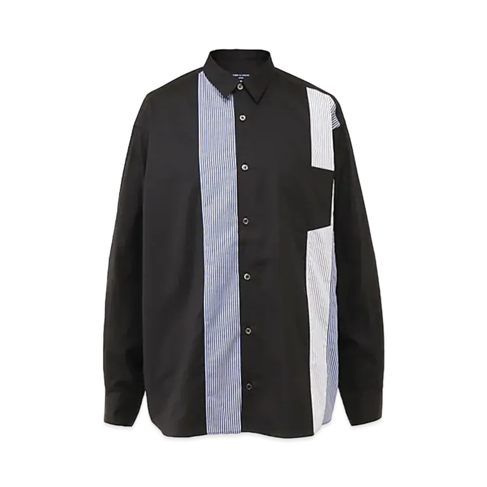 COMME des GARCONS HOMME Cotton Broadcloth x Cotton Stripe L/S Shirt "Black/Mix"
