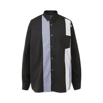 COMME des GARCONS HOMME Cotton Broadcloth x Cotton Stripe L/S Shirt "Black/Mix"