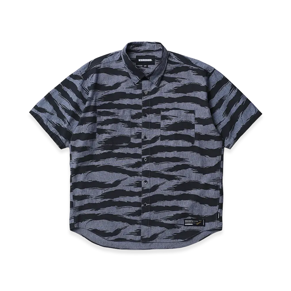 NEIGHBORHOOD Camo Pattern Chambray Shirt SS "Indigo"