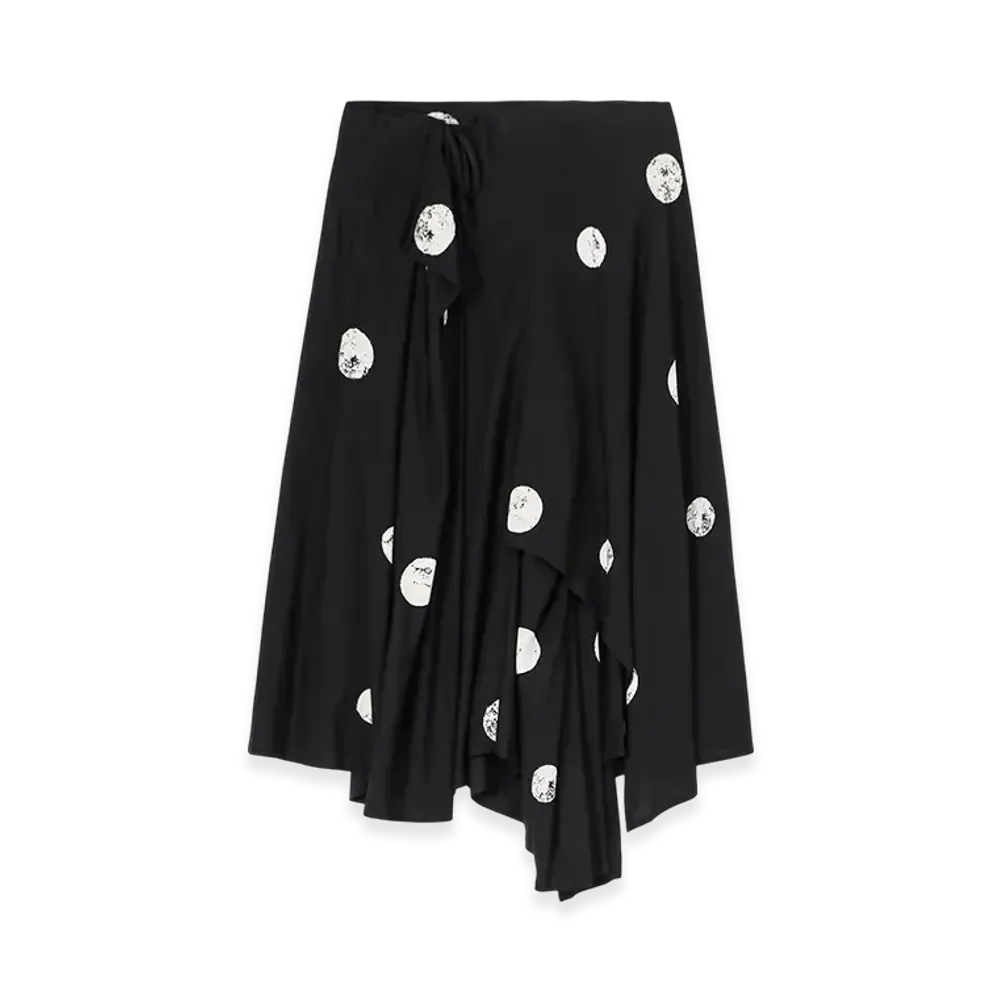 Yohji Yamamoto Discharging Dot Skirts "Black/Ivory"