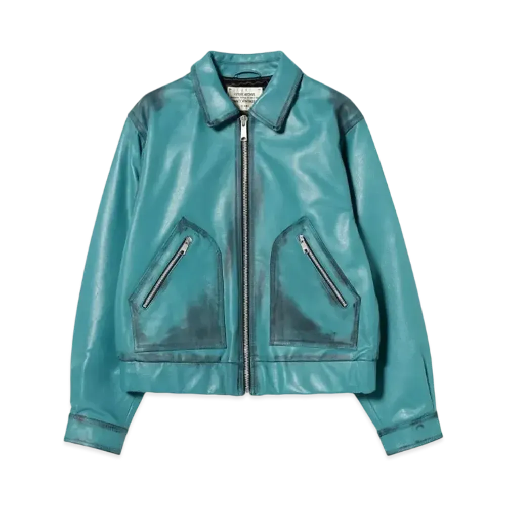 BEAMS FUTURE ARCHIVE Pigment Leather Jacket "Blue"