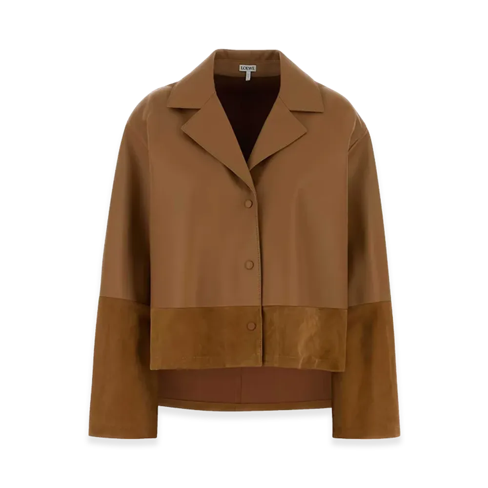 LOEWE Women's Leather And Suede Shirt "Camel"