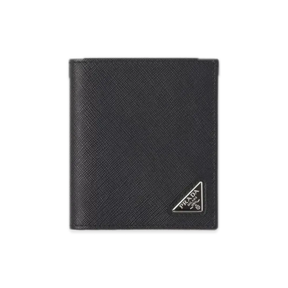 PRADA Saffiano Triangle Wallet "Black"