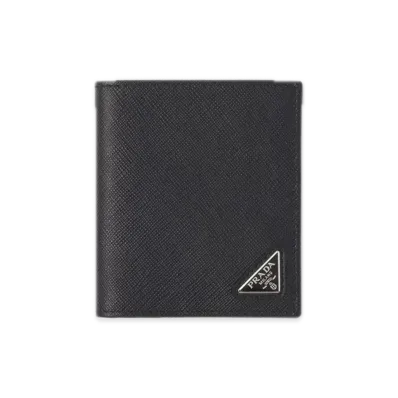 PRADA Saffiano Triangle Wallet "Black"