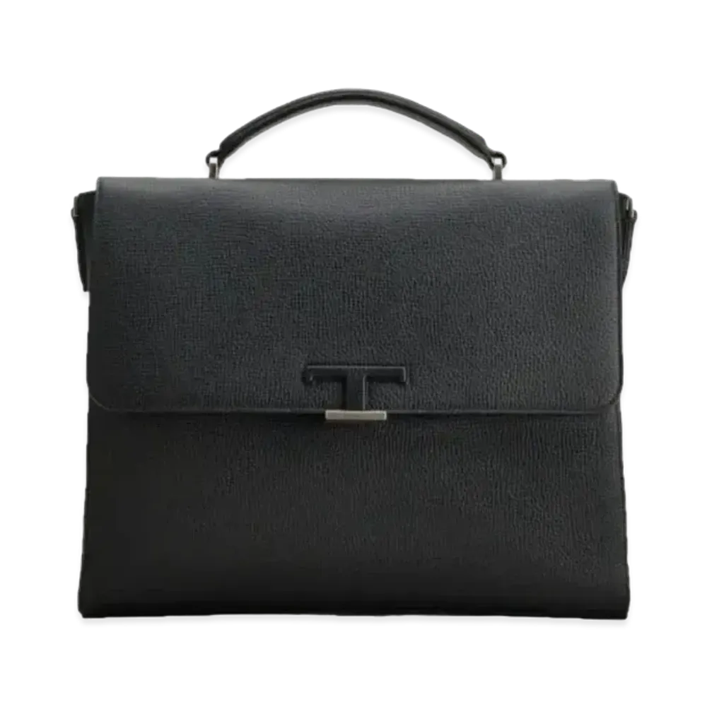 TOD'S Timeless Leather Slim Brief Case Small "Black"