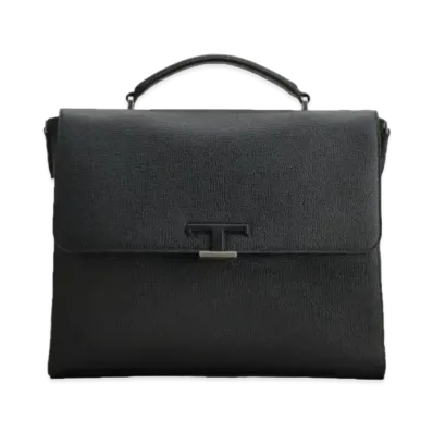 TOD'S Timeless Leather Slim Brief Case Small "Black"