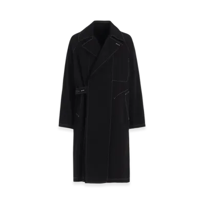 S'YTE Cotton Twill Garment Dyed Tie-Locken Coat "Black"