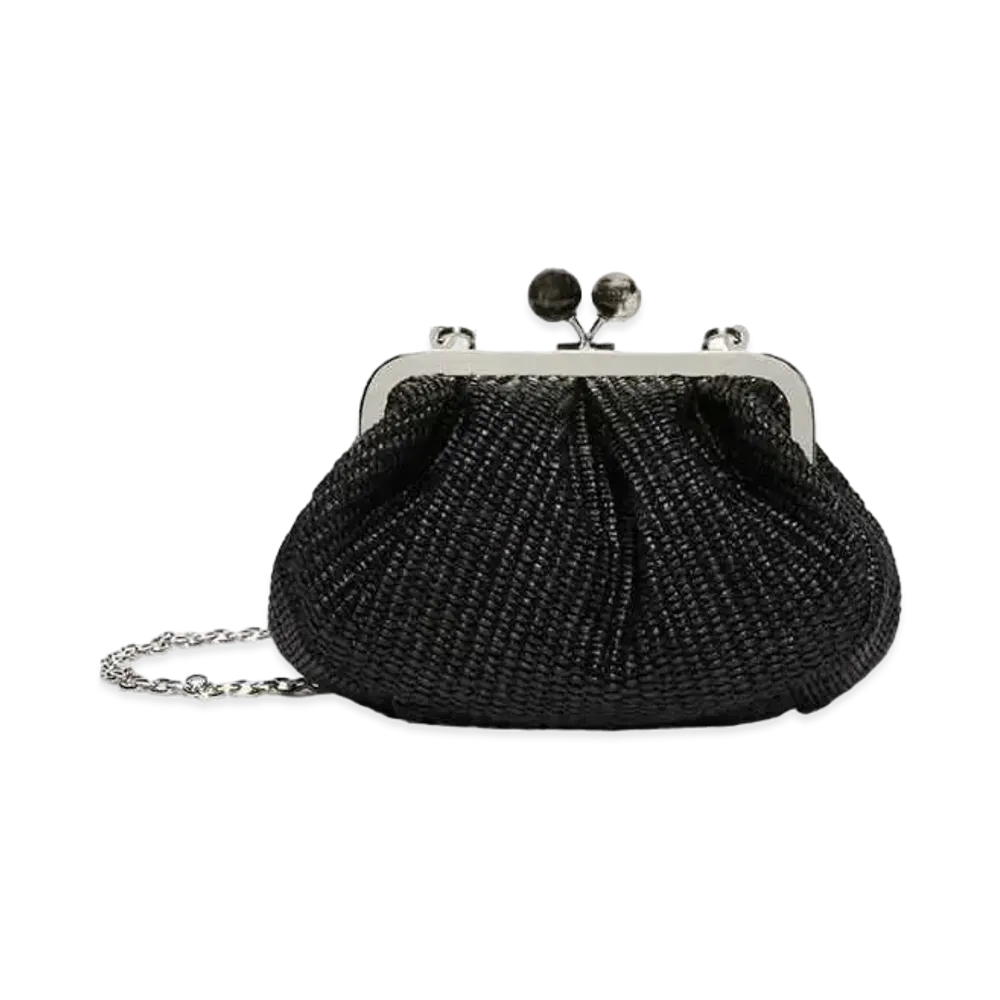 Max Mara Palmas Raffia Look Small Pasticino Bag "Black"