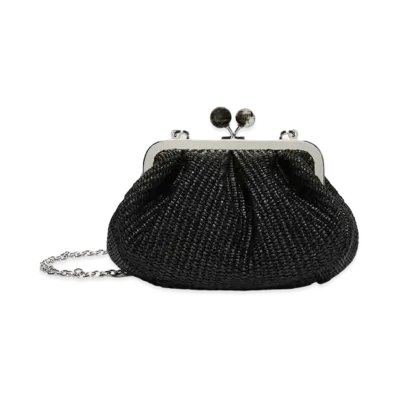Max Mara Palmas Raffia Look Small Pasticino Bag "Black"