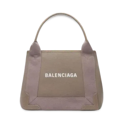 BALENCIAGA Women's Navy Cabas XS "Beige"