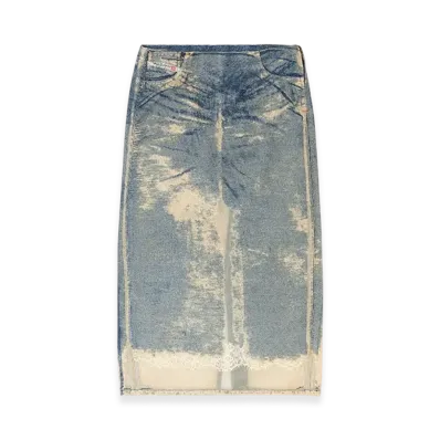 Diesel De-Pra-Fsf Midi Skirt In Floating Devore Denim "Medium Blue"