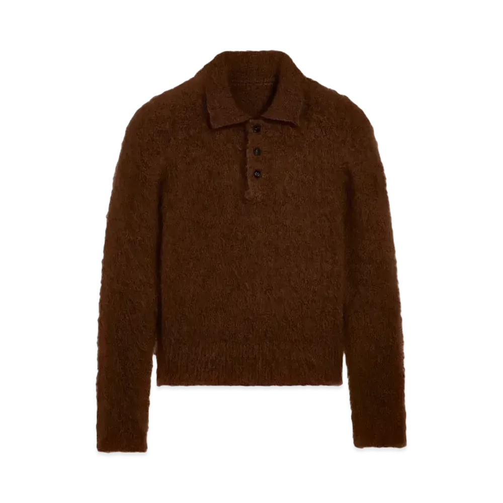 AMI PARIS Alpaca Mohair Brushed Polo "Fawn"