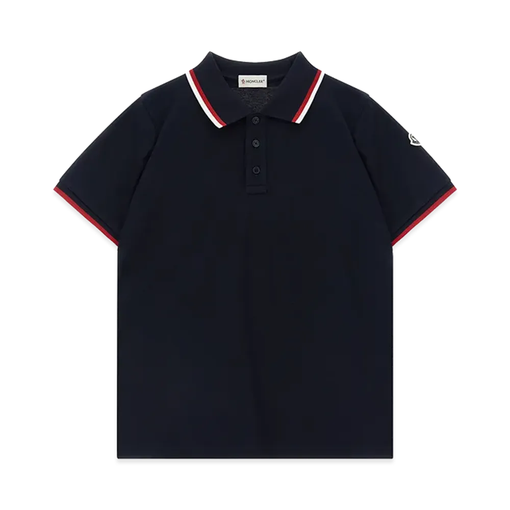 MONCLER Kids Tricolor Polo Shirt "Dark Blue"