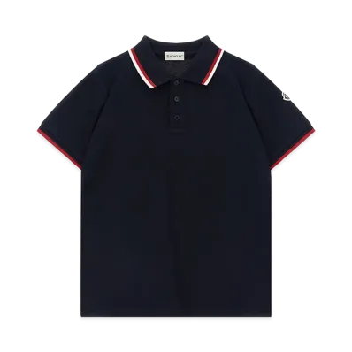 MONCLER Kids Tricolor Polo Shirt "Dark Blue"