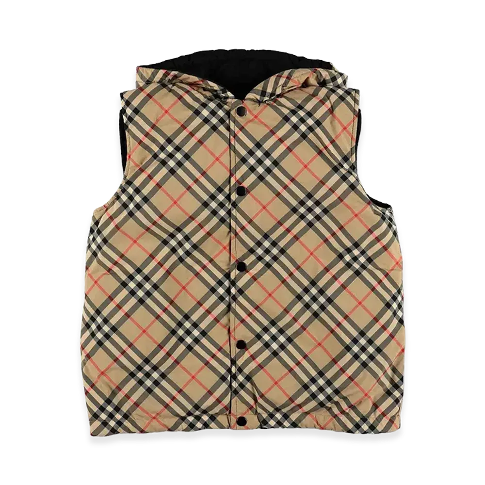 Burberry Kids Slade Reversible Hooded Vest "Beige"