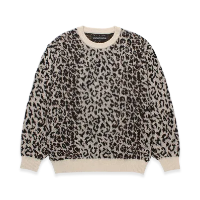 WACKO MARIA Leopard Mohair Jacquard Knit Sweater "Ivory"