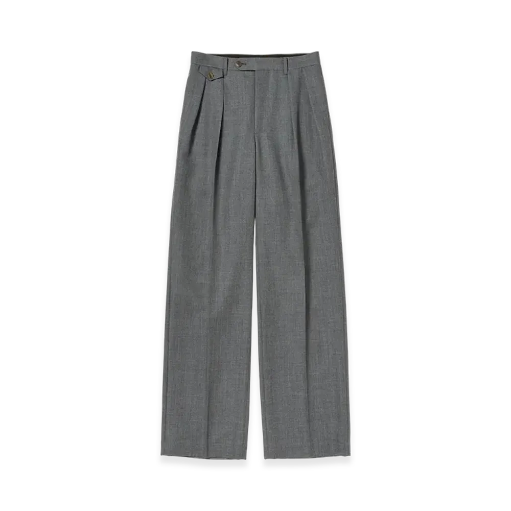 AURALEE Bluefaced Wool Two-Tuck Slacks "Gray Stripe"