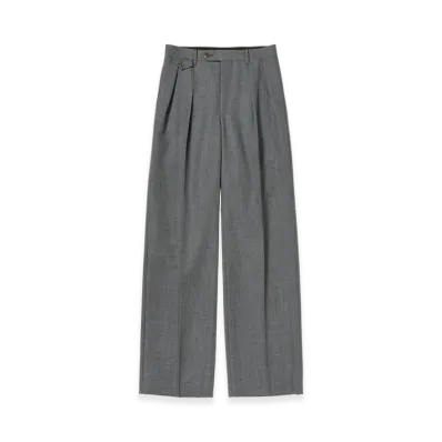AURALEE Bluefaced Wool Two-Tuck Slacks "Gray Stripe"