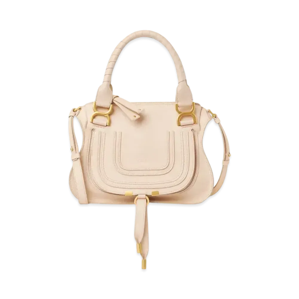 Chloe Small Marcie Bag In Grained Leather "Cement Pink"
