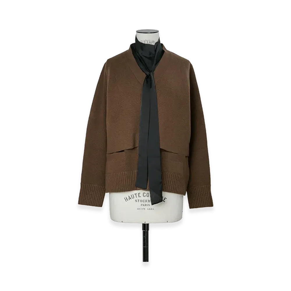 sacai Women's Wool Knit Cardigan "Brown"