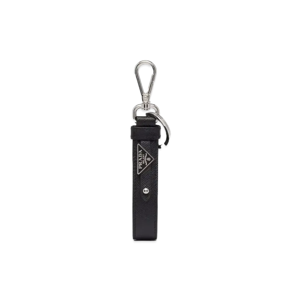 PRADA Saffiano Leather Keychain "Black"