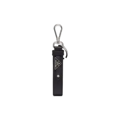 PRADA Saffiano Leather Keychain "Black"