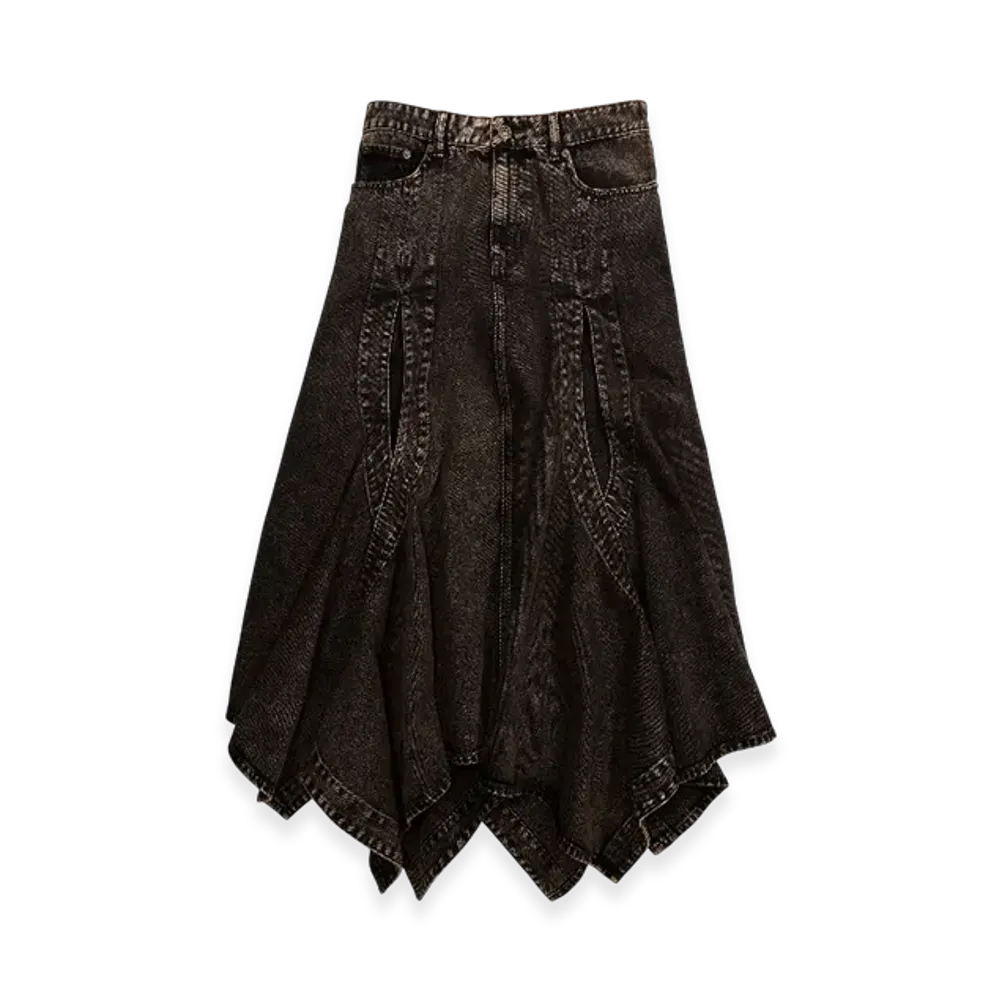 H&M x Glenn Martens Denim Flare Skirt "Dark Brown"