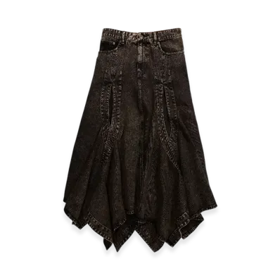 H&M x Glenn Martens Denim Flare Skirt "Dark Brown"