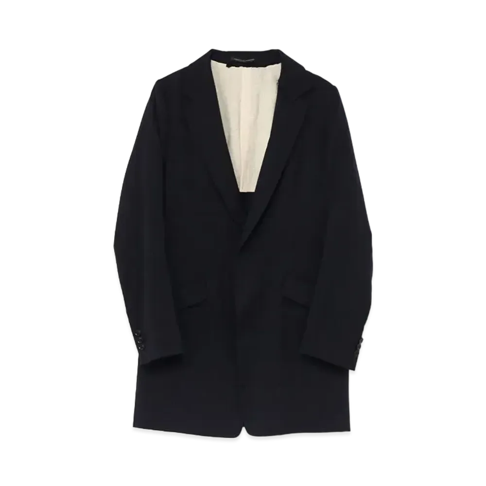 Yohji Yamamoto Y's TWILL STRIPE LEFT 2 LAYER COLLAR JACKET "Navy"