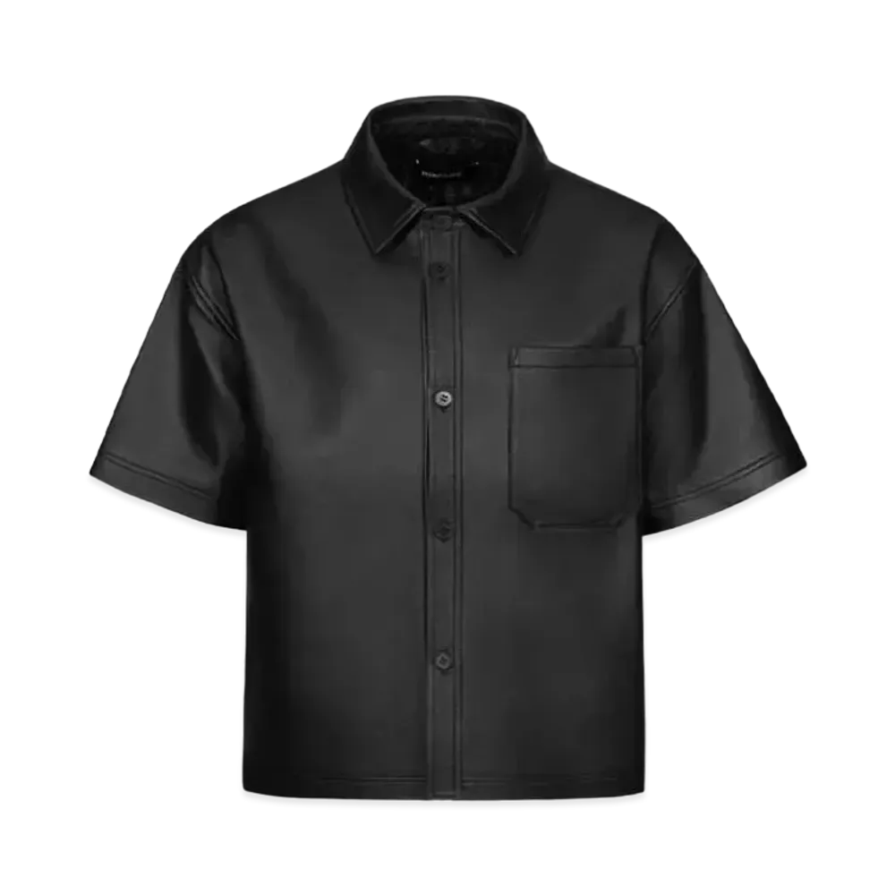 DONCARE Black Leather Shirt "Black"