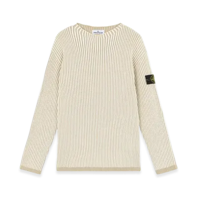 Stone Island 532C1 Vanise Full Rib RWS Wool Loose Fit Mock Neck Sweater - 24FW "Natural White"