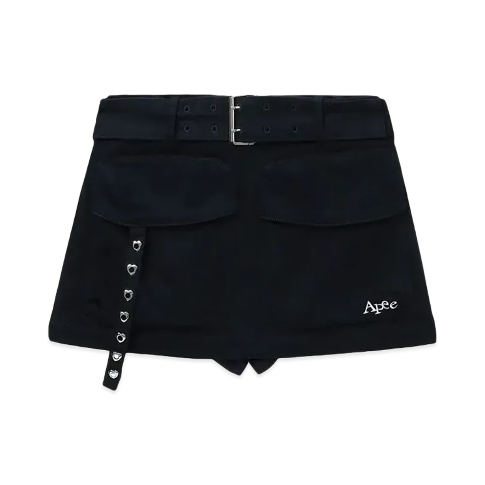 A BATHING APE Washed Belted Patch Pocket Mini Skirt "Indigo"