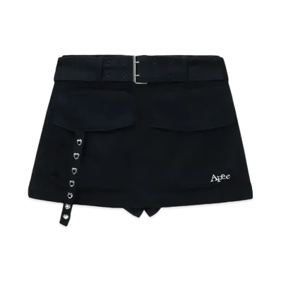 A BATHING APE Washed Belted Patch Pocket Mini Skirt "Indigo"