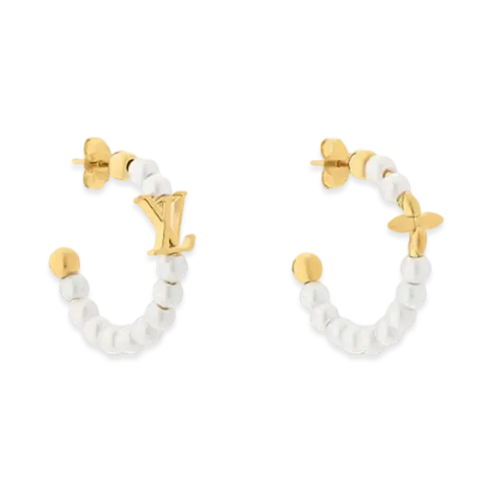 Louis Vuitton My LV Pearl Earrings Monogram Flower "Blanc"