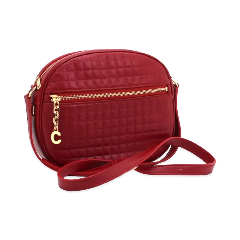 CELINE Women's Shoulder Bag C Charm Medium Cross "Red"