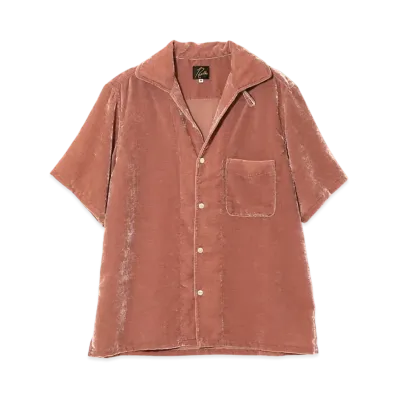 NEEDLES Italian Collar S/S Shirt-PE/R Velvet "Pink"