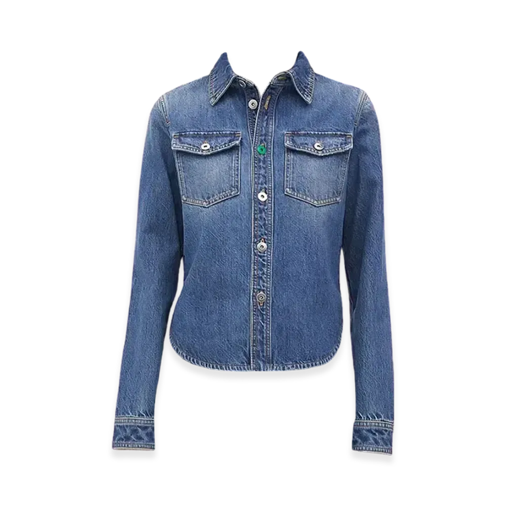 Bottega Veneta Women's Medium Washed Denim Shirt "Original Medium Wash Indigo"