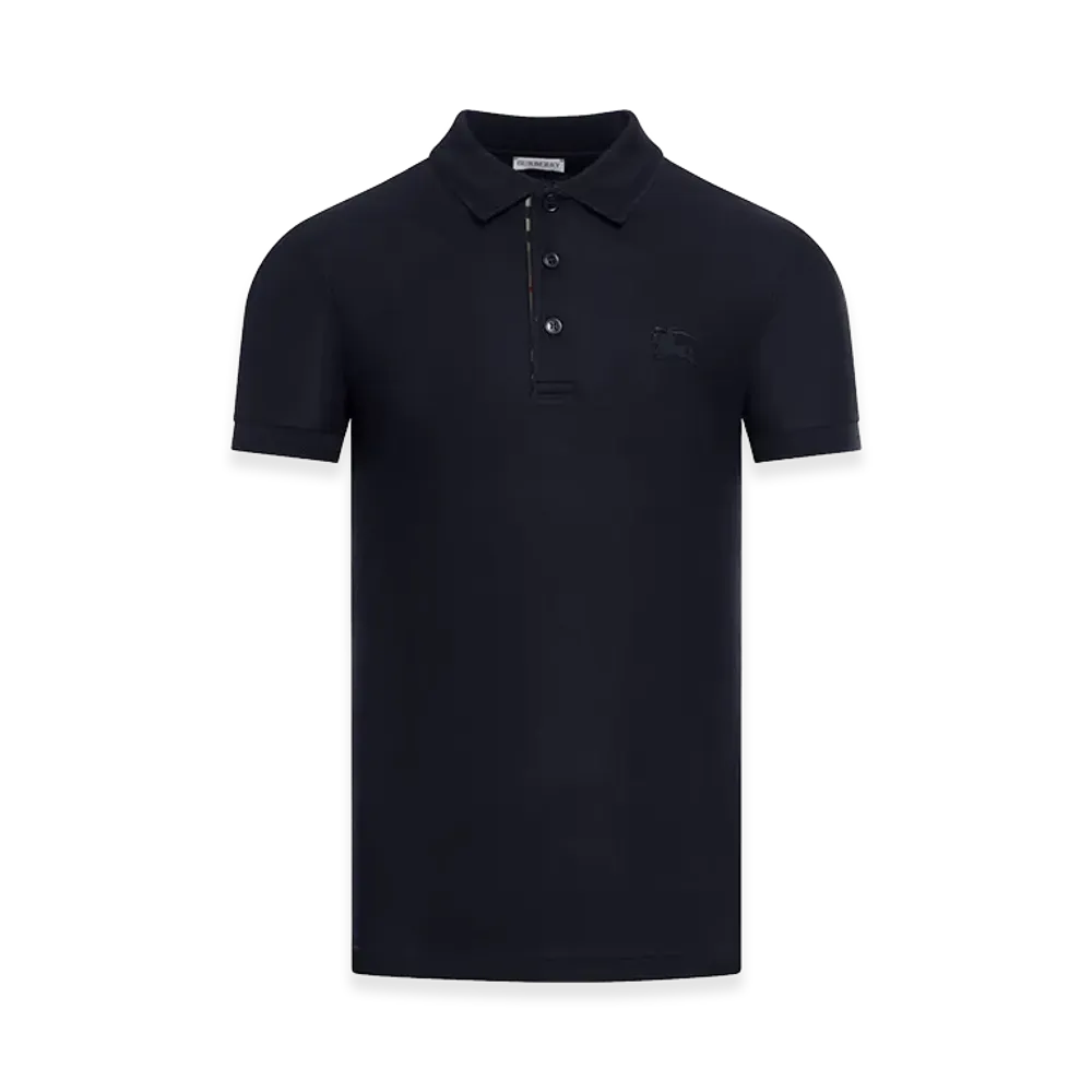 Burberry Cotton Polo Shirt With Embroidered EKD Logo "Blue"