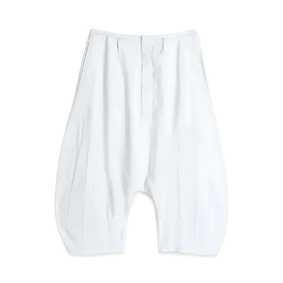 LEMAIRE Women's Poly-Viscose Twill Creased Drop Crotch Bermuda Pants "Chalk"