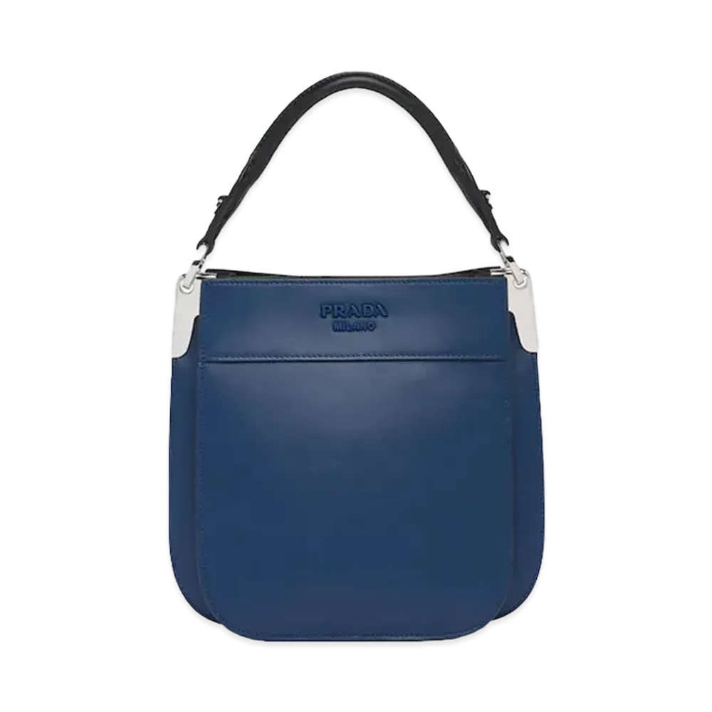 PRADA Small Leather Margit Bag "Blue/Black"