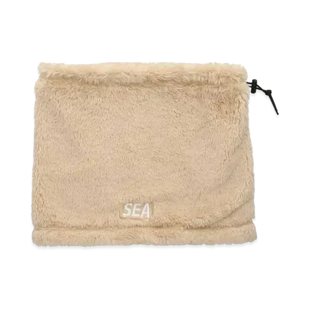 WIND AND SEA Palm Tree Pattern Fleece Neck Warmer "Beige"