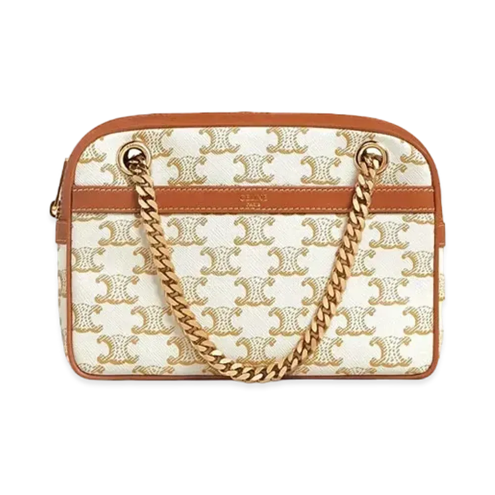CELINE Small Patapans in Triomphe Canvas and Calfskin "White"