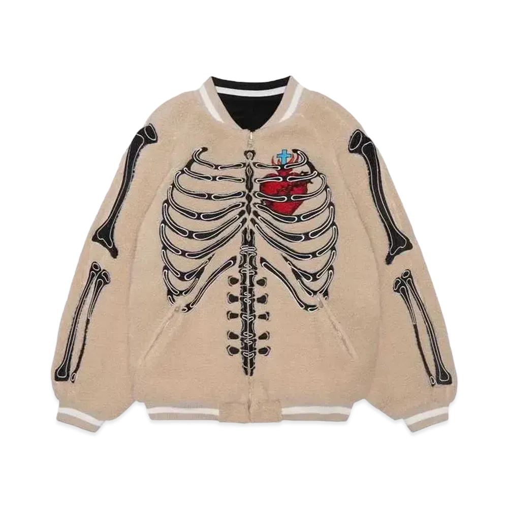MAYO BONES Embroidery Reversible Souvenir Jacket "BEIGE x BLACK"
