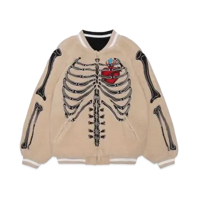 MAYO BONES Embroidery Reversible Souvenir Jacket "BEIGE x BLACK"