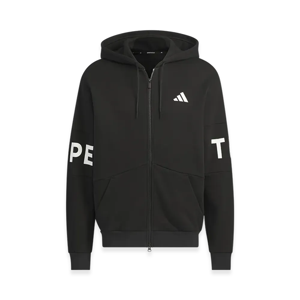 adidas Wording Pack Loose Fit French Terry Full Zip Parker "Black"