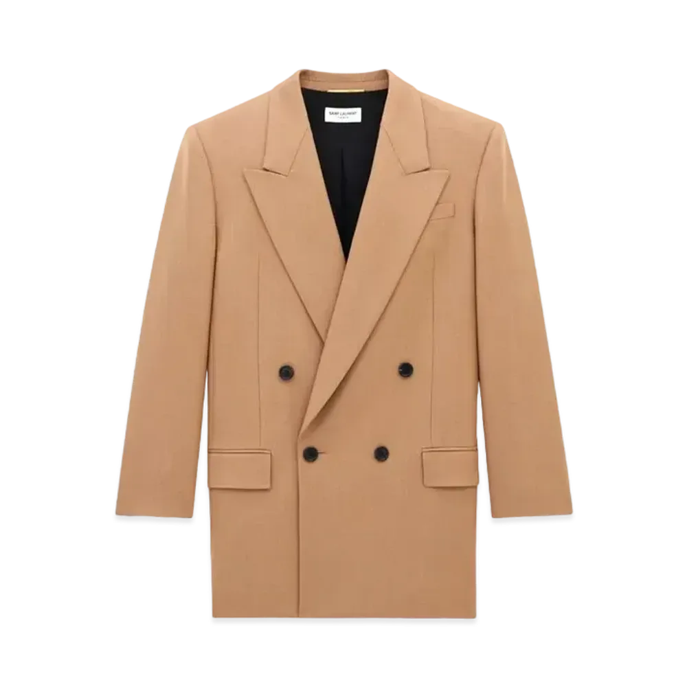 Saint Laurent Women's Jacket in Wool Gabardine "Beige"