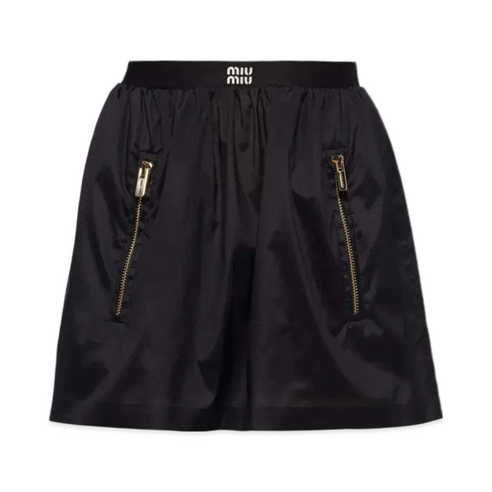 MIU MIU Technical Silk Mini Skirt "Black"