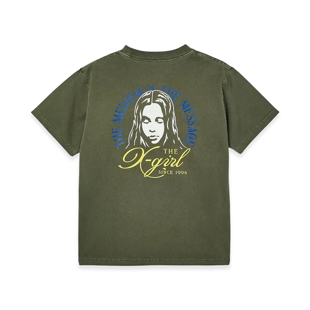 X-Girl Women's Faded Tri-Color Face S/S Tee "Olive"