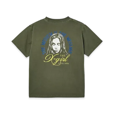 X-Girl Women's Faded Tri-Color Face S/S Tee "Olive"