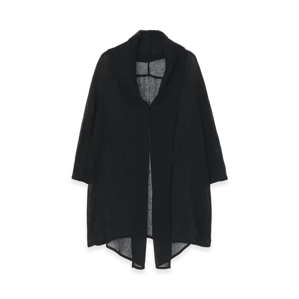 Y's Leno Cloth Shawl Collar Long Cardigan "Black"